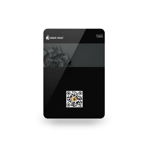 AQUA VAULT Digital Gift Card with AQUA VAULT branding and a QR code on a white background
