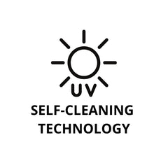 AQUA VAULT Icon for UV self-cleaning technology with text on a white background