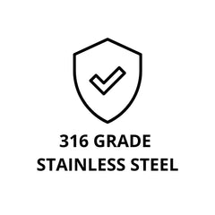 AQUA VAULT Logo indicating 316 grade stainless steel on a white background