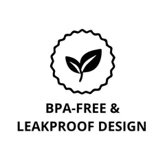 AQUA VAULT BPA-free and leakproof design logo with a leaf symbol on a white background
