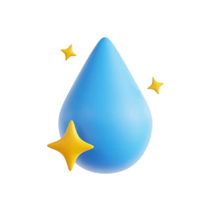 Blue teardrop shape with yellow stars on a white background