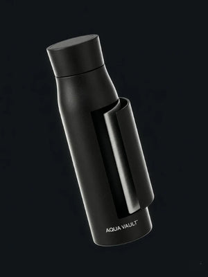 AQUA VAULT PureX smart water bottle in black with double wall vacuum insulation