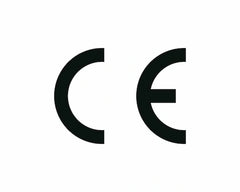 Black CE mark on a white background