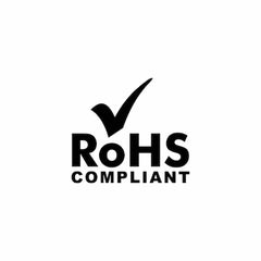 RoHS compliant logo with a checkmark on a white background