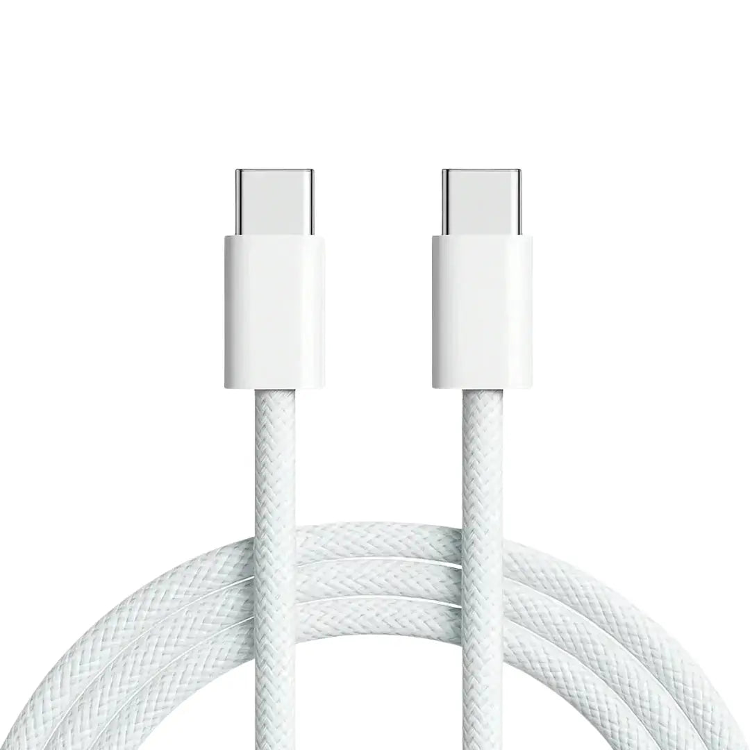 Close-up of AQUA VAULT USB-C Charging Cable 1m White Colored on a white background