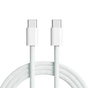 Close-up of AQUA VAULT USB-C Charging Cable 1m White Colored on a white background