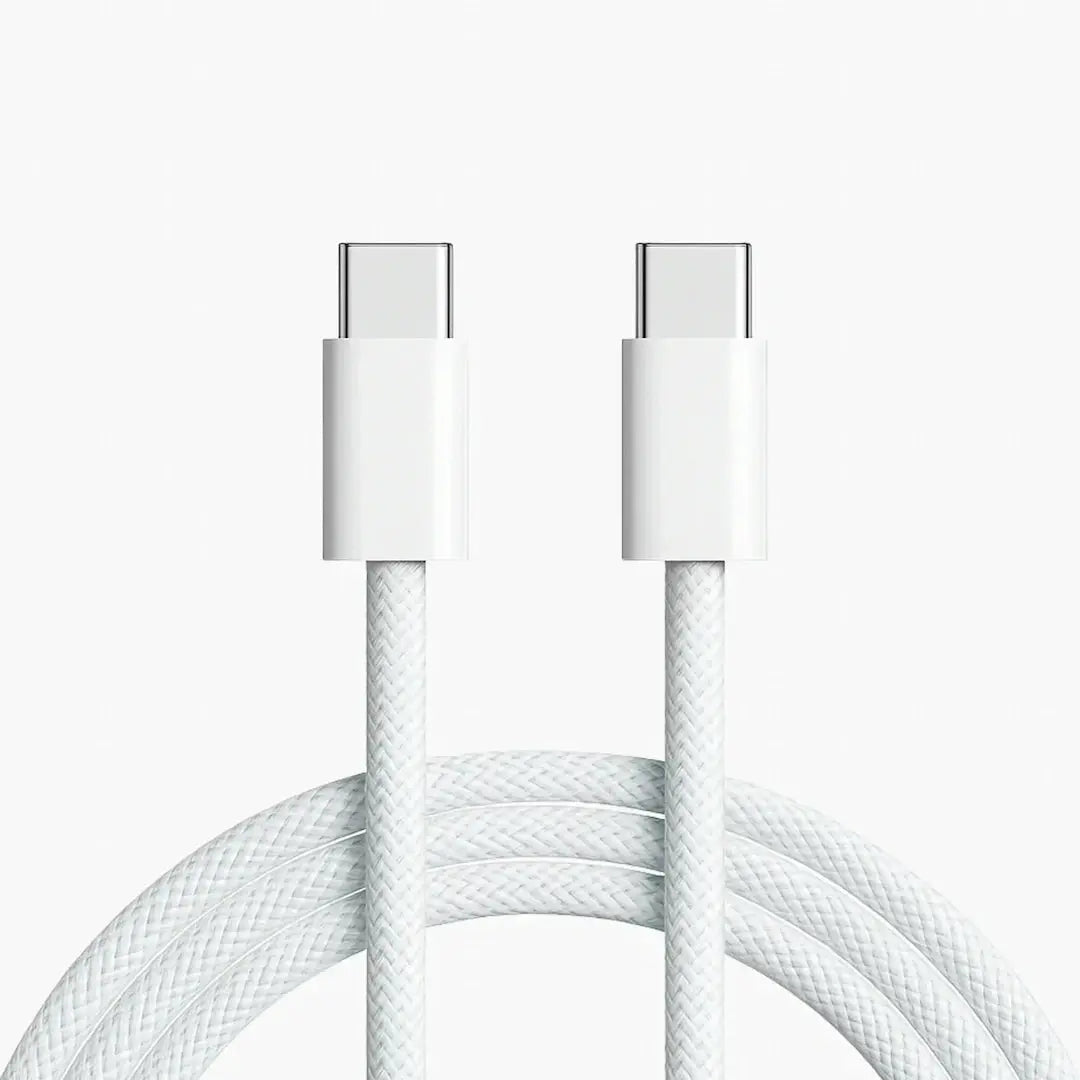 Aqua Vault White braided USB-C to USB-C cable, 1 meter, 60W Fast Charging