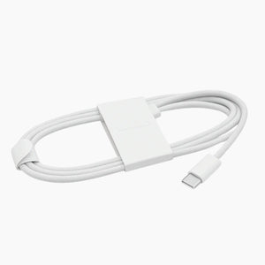 White USB-C charging cable 1m with organizer on white background